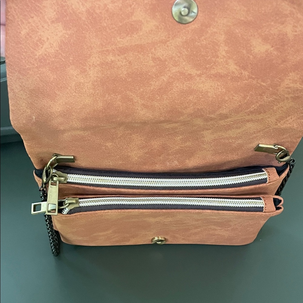 Street Level Terracotta Vegan Leather Crossbody/Clutch Purse - Picture 3 of 7
